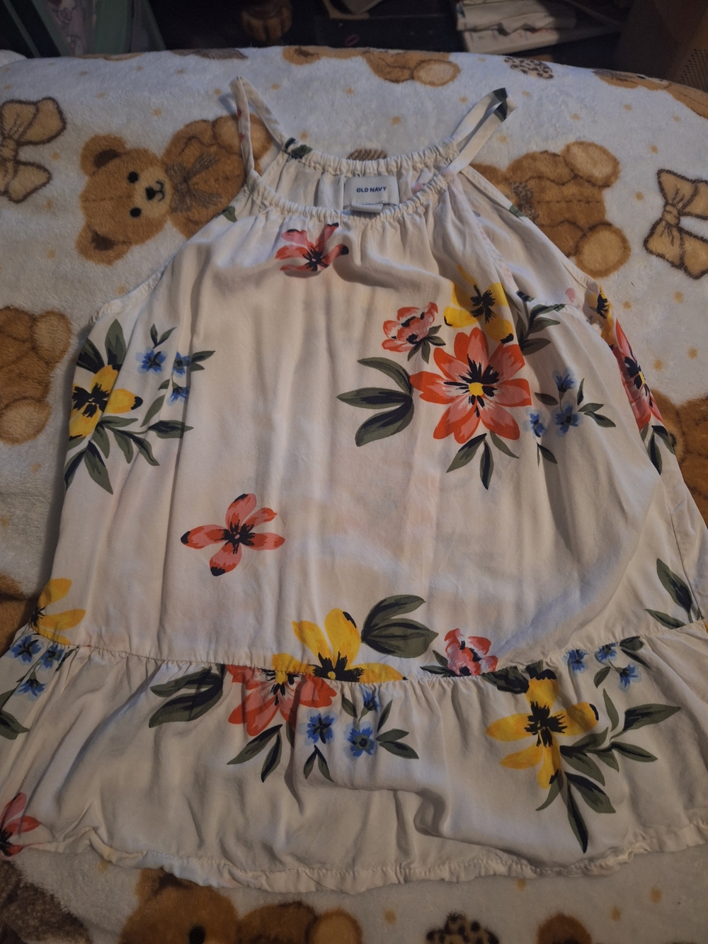Old Navy Girls' Cream Floral Tank Top